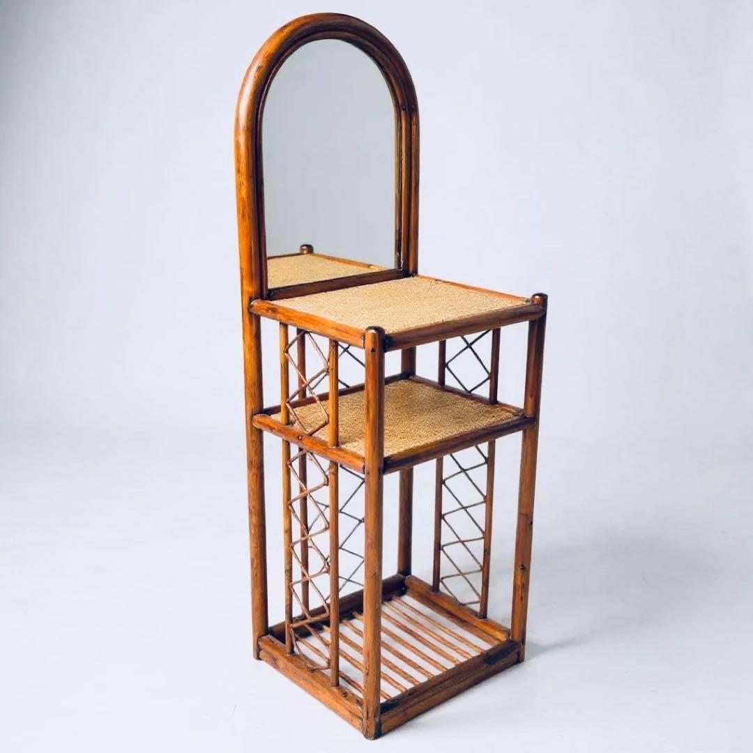藤家具 ラタン ドレッサー 鏡台 ラック ヴィンテージ 昭和レトロ 古民家