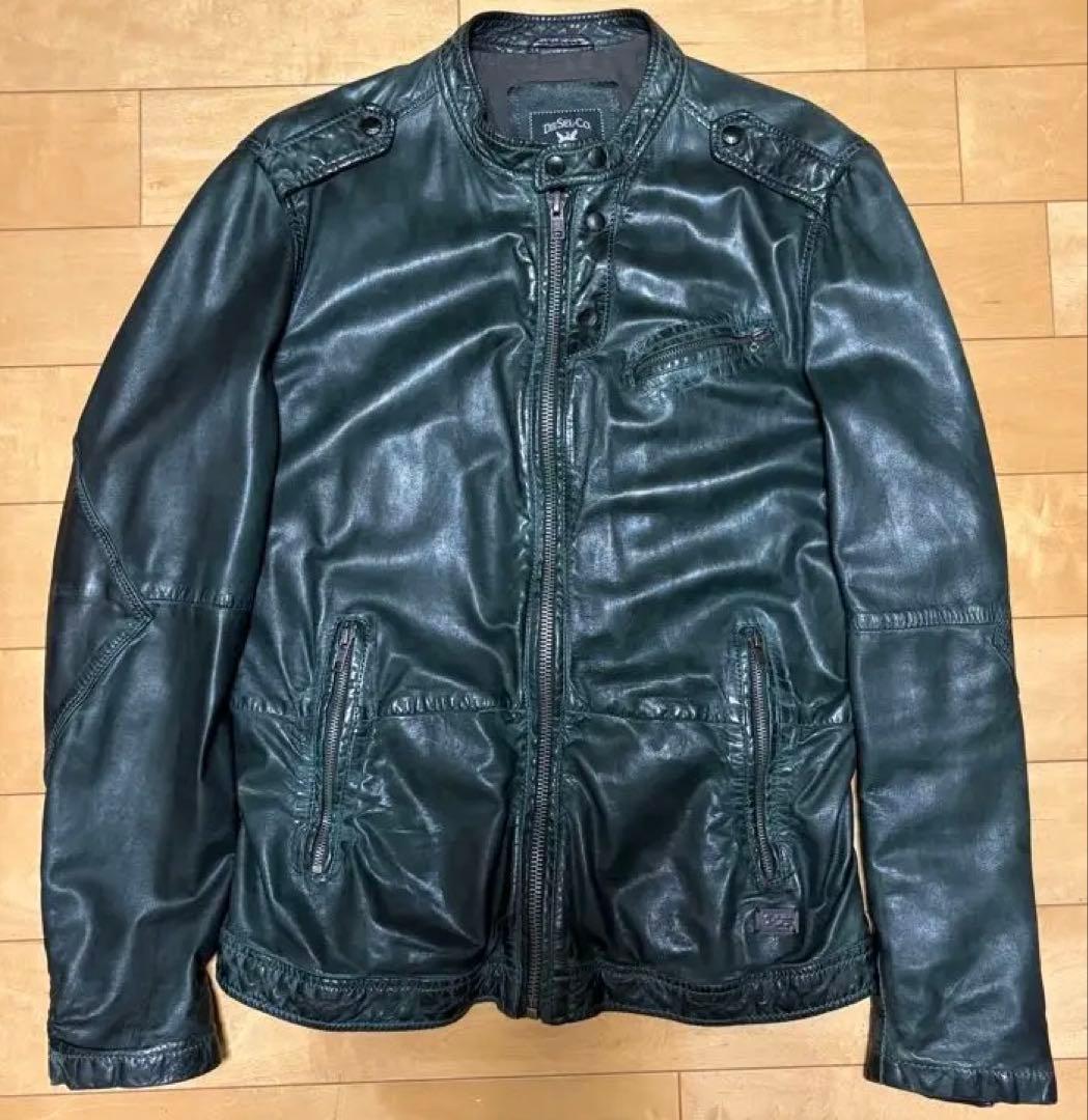 DIESEL-Co　ブラックレザーシングルライダースジャケット M