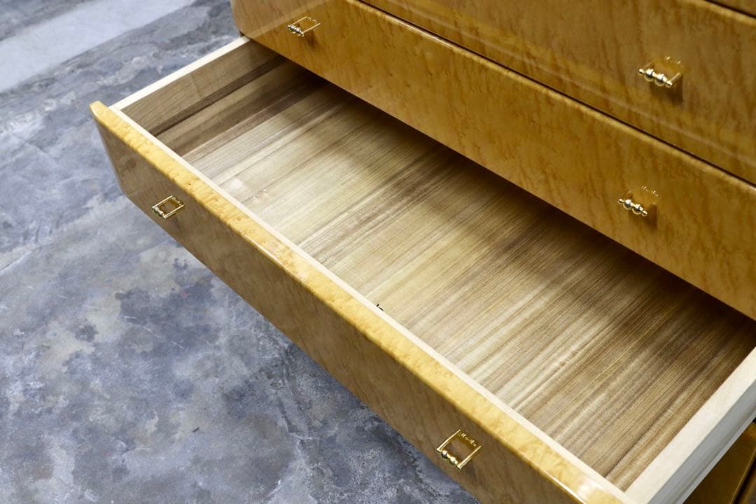 GMIK491○府中家具 最高級 整理箪笥 引出し収納家具 バーズアイメープ