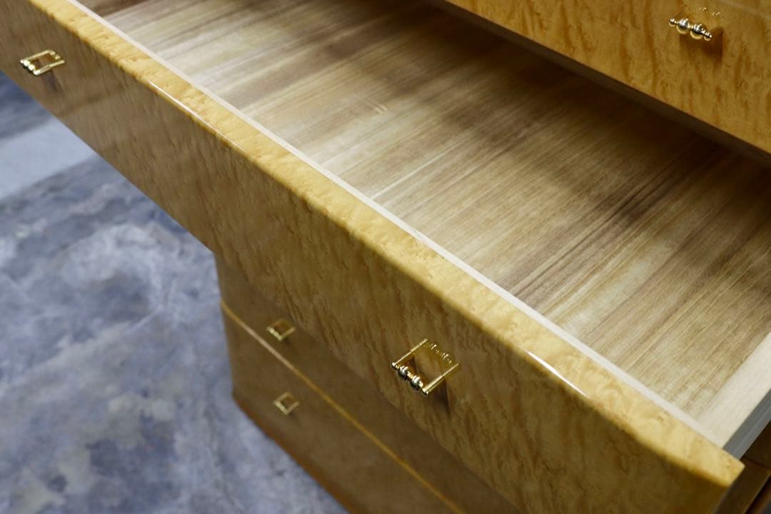 GMIK491○府中家具 最高級 整理箪笥 引出し収納家具 バーズアイメープ