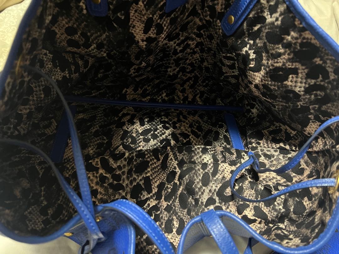 MCM 青 レザートートバッグ ポーチ付き