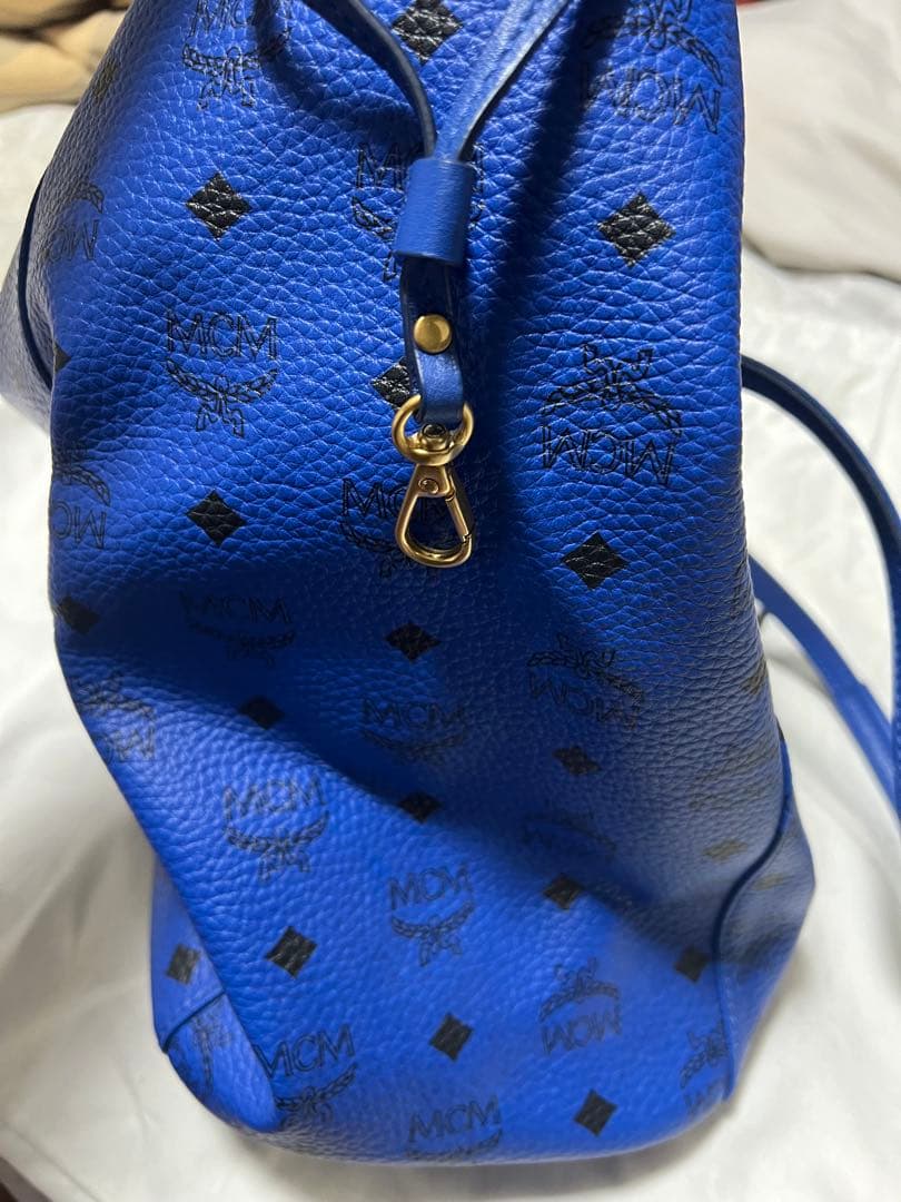 MCM 青 レザートートバッグ ポーチ付き