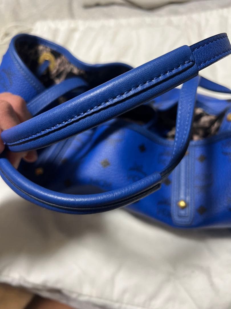 MCM 青 レザートートバッグ ポーチ付き