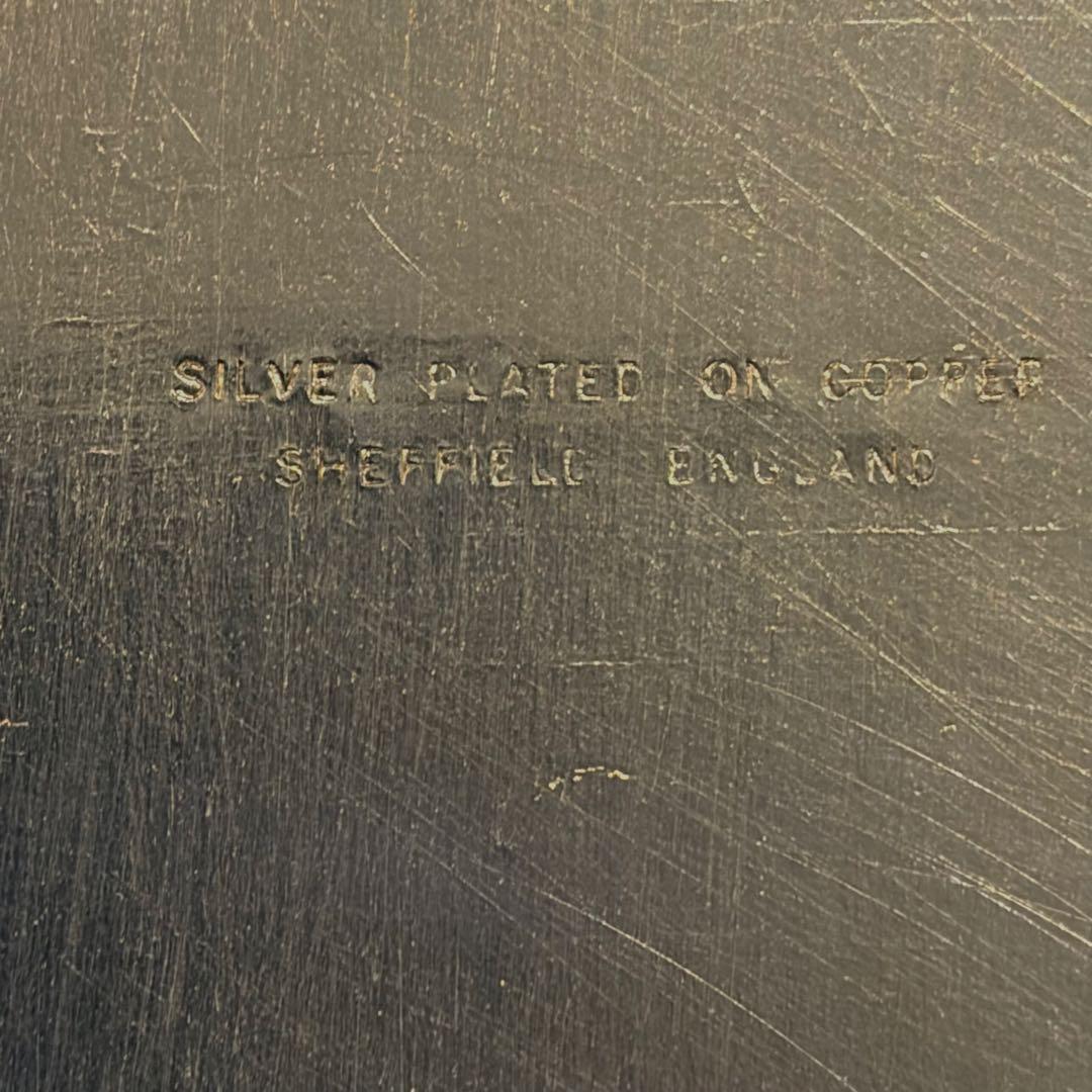 ＜英国ビンテージ＞シェフィールド　シルバートレイ　サルヴァ　銀盆　オーバル　B