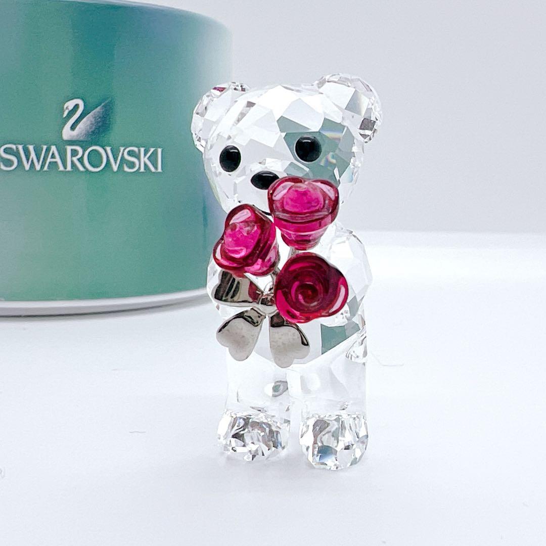 【箱付】スワロフスキー クリスベア くま 赤いバラ 薔薇 リボン 入手困難 廃盤