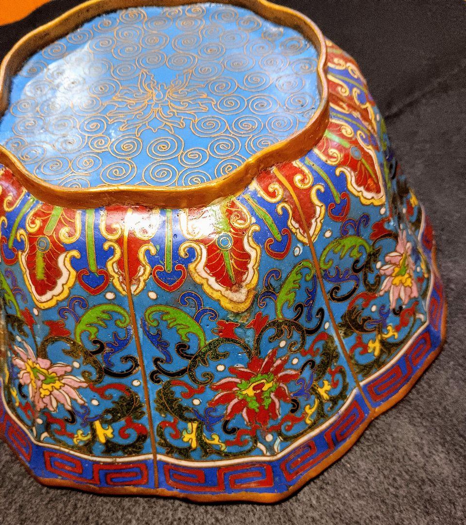 鉢　七宝焼き　倣古　置物　中国　大きい　オブジェ　工芸品　インテリア　入れ物　器