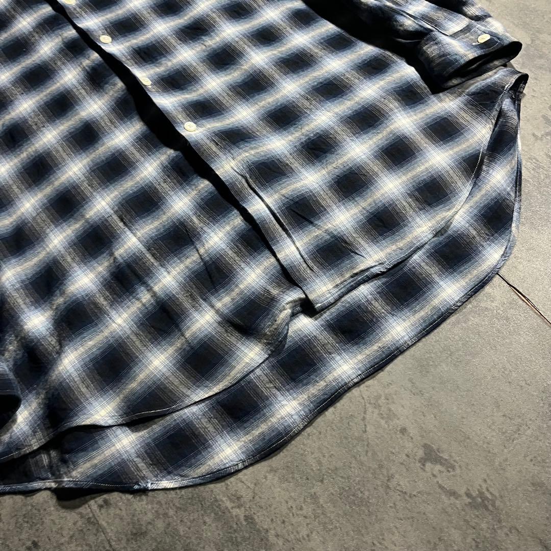 RRL ☆ 三ツ星 ☆ オンブレ チェック vintage シャツ 長袖 青 白