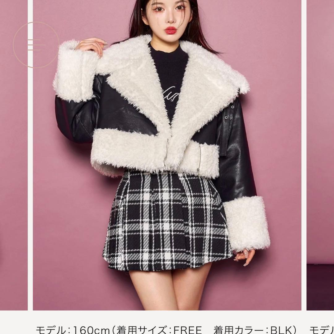 ダーリッチ　プードルファーライダースジャケット　フリー　ブラック