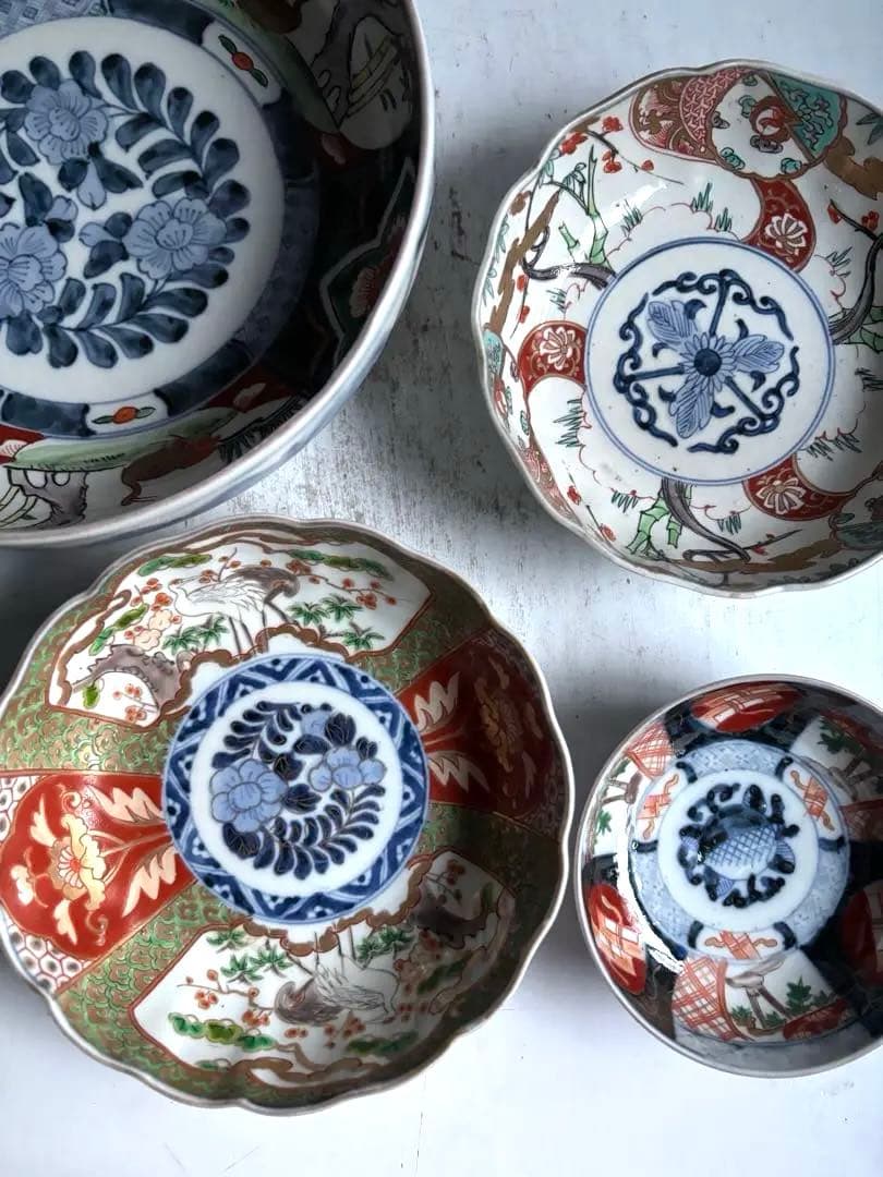 696 骨董 アンティーク 古伊万里 染付 豪華絢爛 色絵深皿 幕末 正月準備