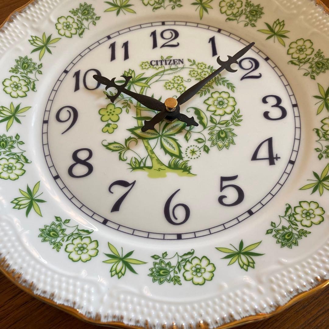 ⚫︎メンテ済み品⚫︎ ヴィンテージ レトロ シチズン 陶器クロック 掛け時計　皿