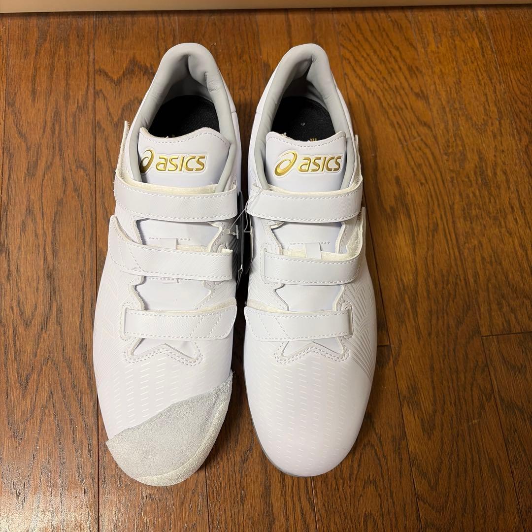 asics ホワイト スパイク P革付