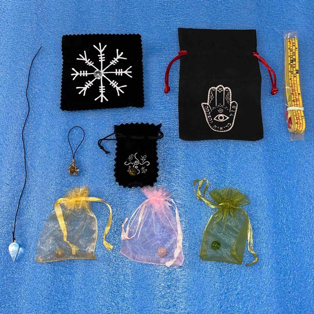 天然水晶玉　ローズ/モルダバイトクリスタル　タイガーアイ　ルチルクォーツ