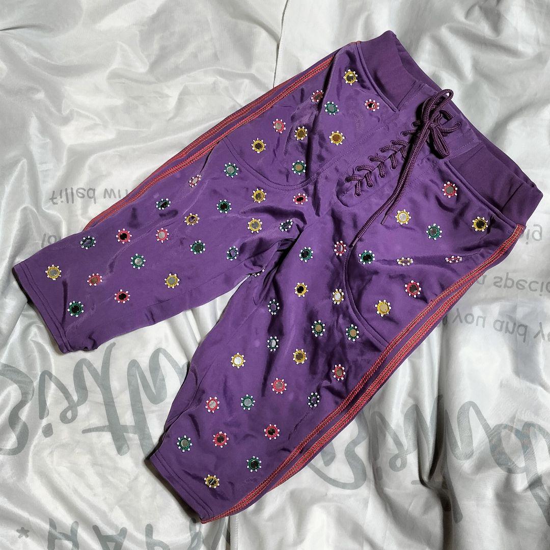 adidas JEREMY SCOTT 編み上げ パンツ ジャージ M パープル