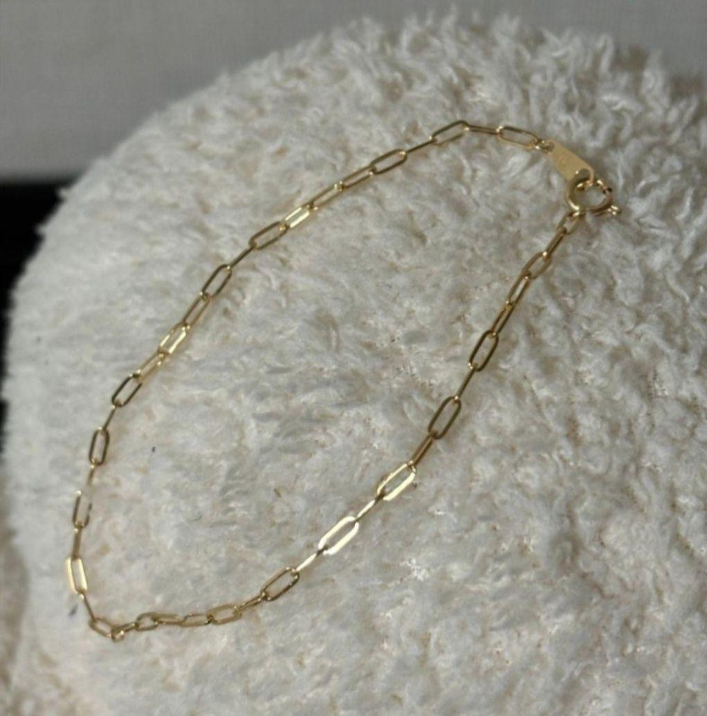 【最安値】K18 18金 18l YG ペーパークリップ ブレスレット 20cm