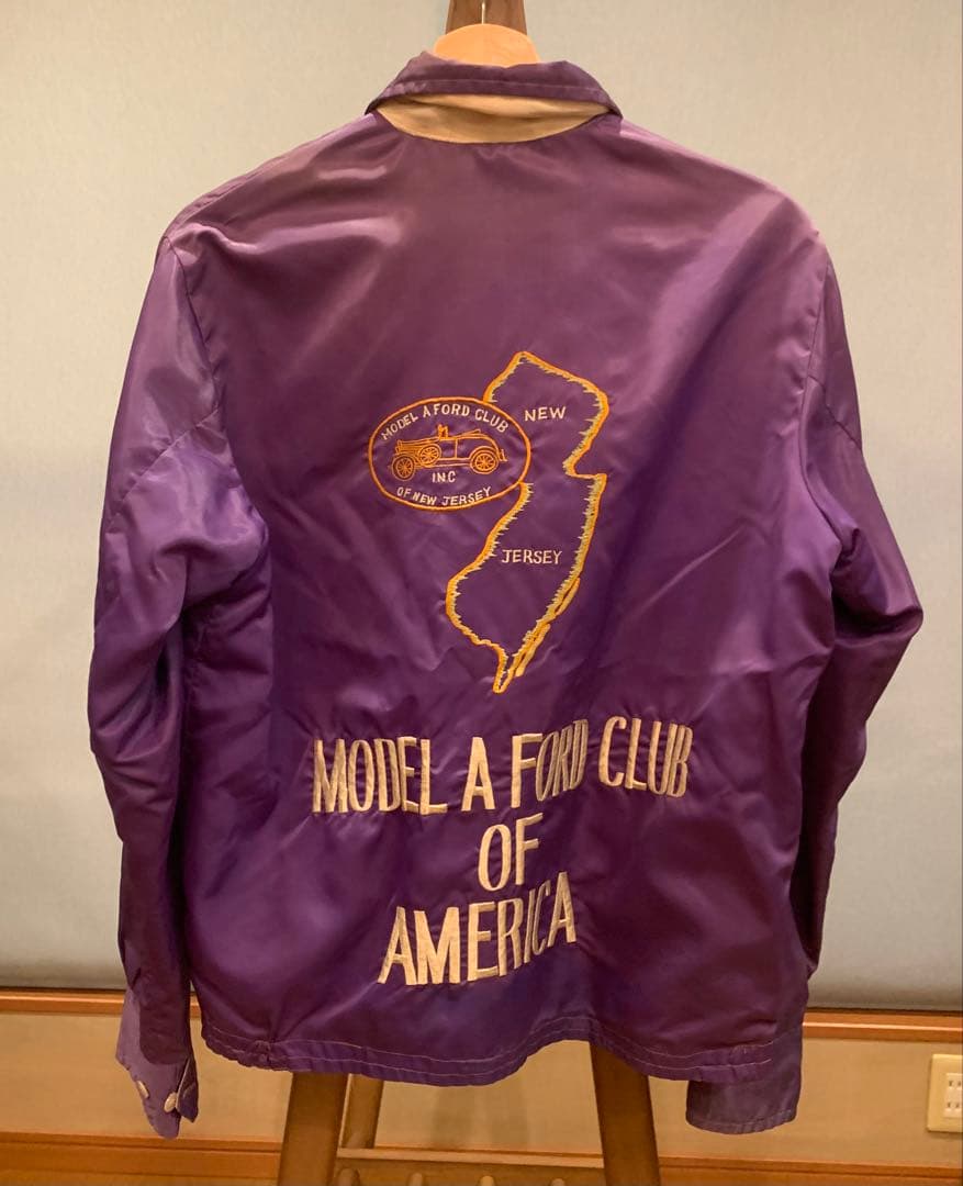 70s 実在 カークラブジャケット サテン フォード ホットロッド