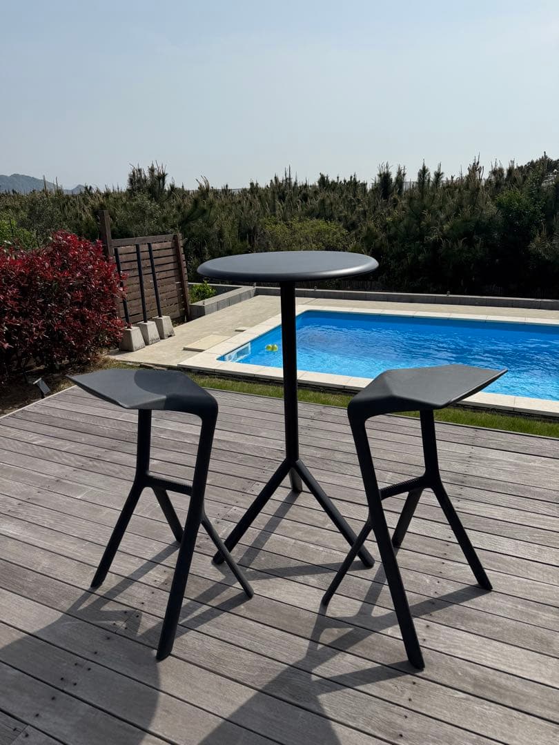 【手渡/千葉富津市/美品】正規品/ミウラテーブル&スツール2脚セット