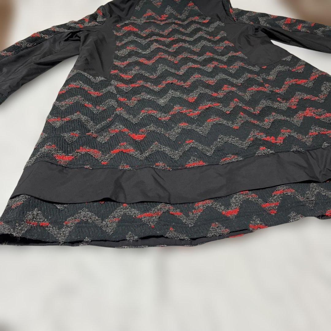 未使用級　エイココンドウ 異素材 ウールブレンドコートワイヤー襟　42