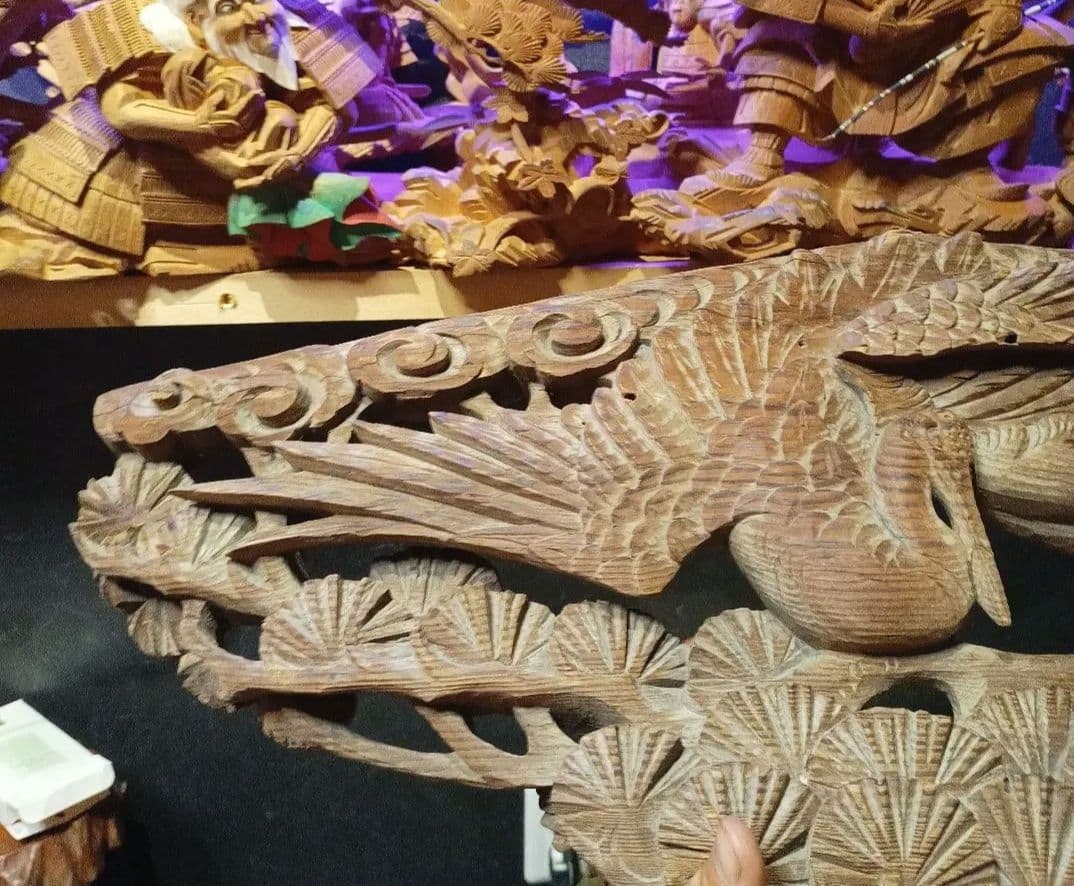 鶴　彫刻　欄間　懸魚　木彫　動物　寺院　仏閣　アンティーク