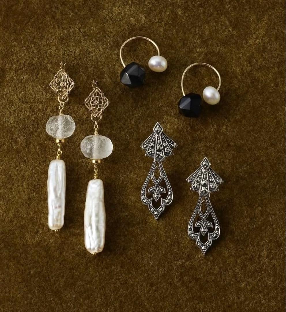 アガット　シルバーマーカサイトピアス