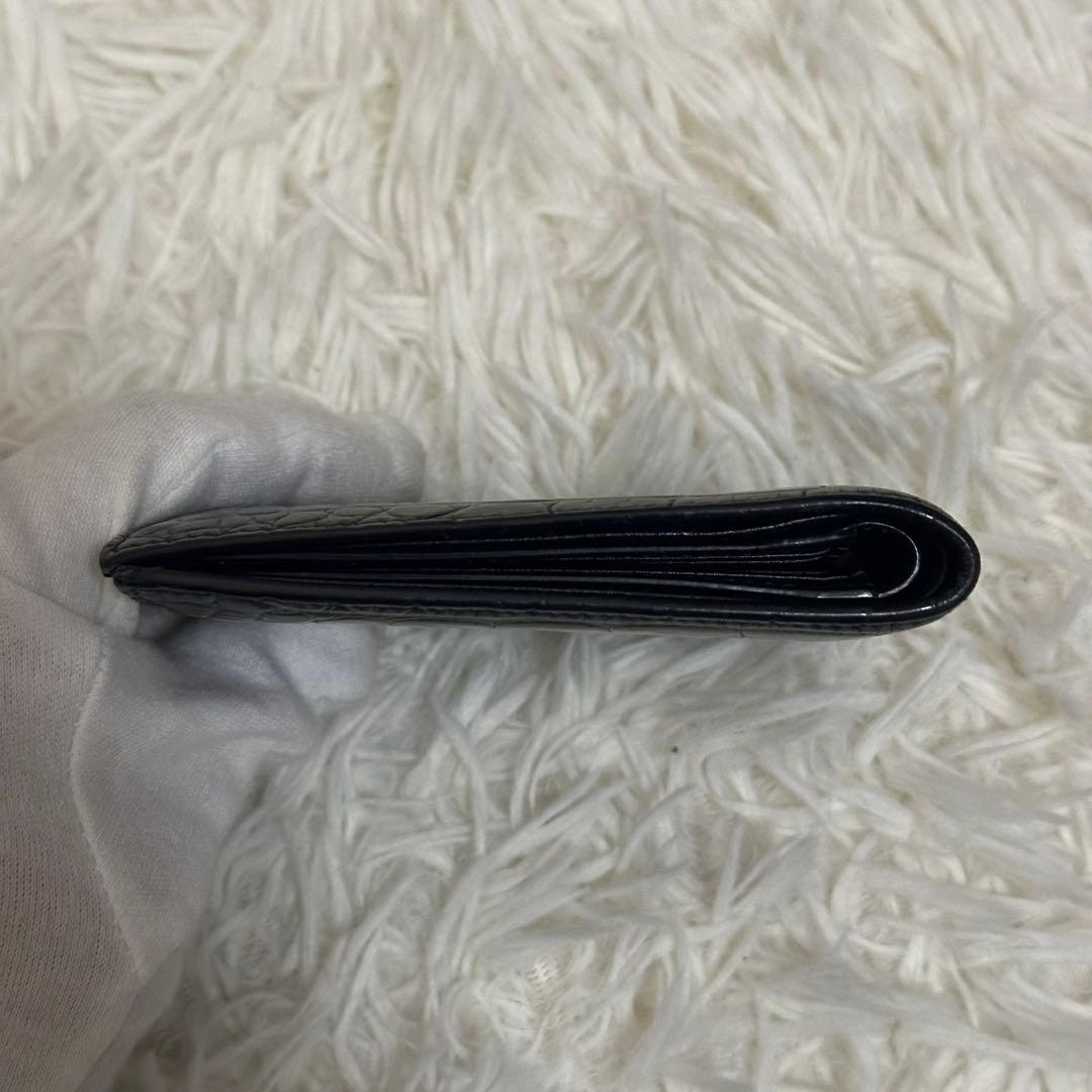 ✨️美品✨️ セリーヌ 二つ折り財布 クロコ 型押し レザー コンパクト 黒