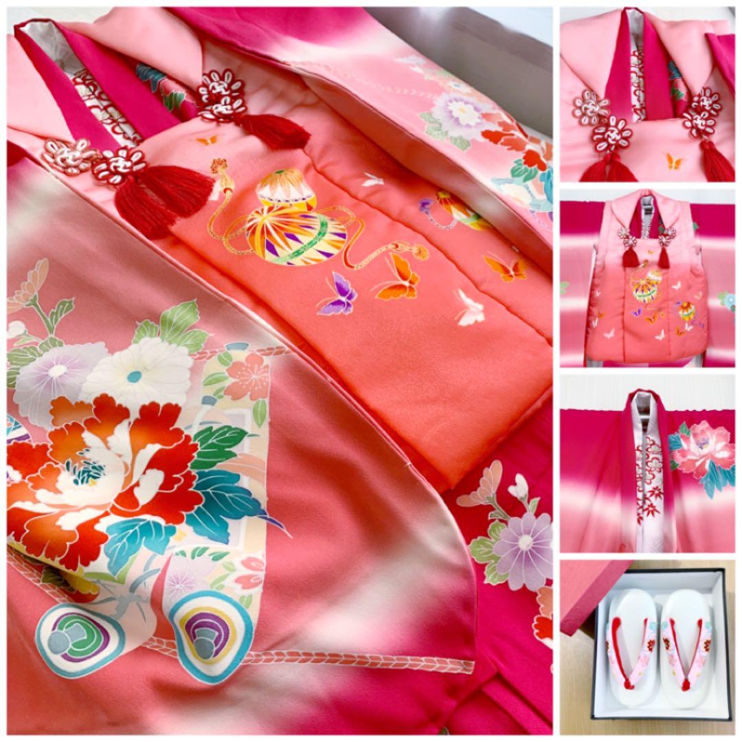 七五三 女の子　三歳用　京友禅　正絹　振袖　被布　セット