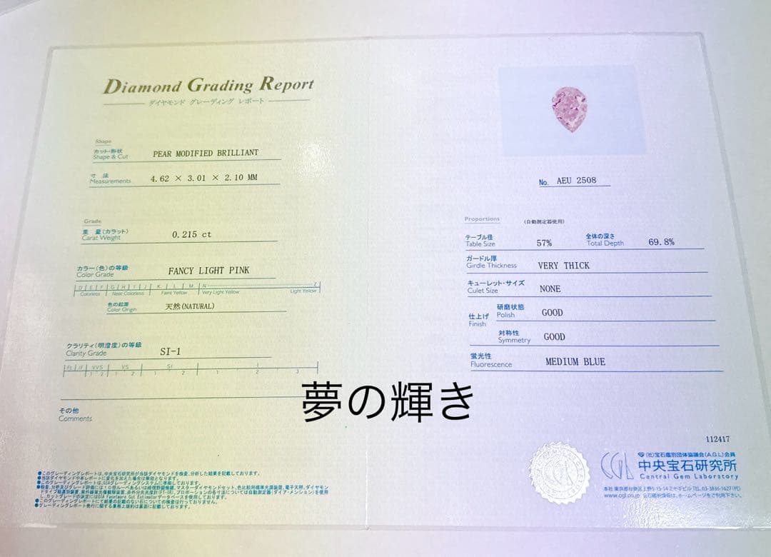 プラチナピンクダイヤモンドリング ＦＬＰ NO24-975