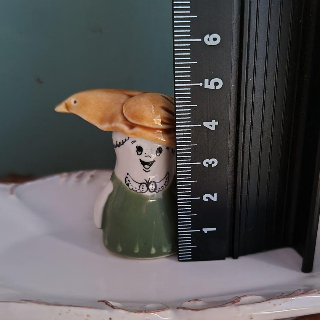 うえのえみ　陶人形　置物　小鳥　女の子　作家物