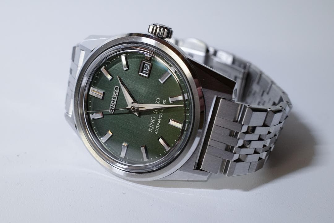 SEIKO KING SEIKO SDKS025　グリーン文字盤　革バンド付き