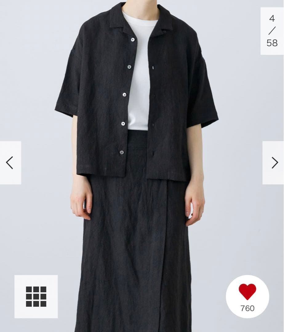 新品タグ付◆ BLACK かぐれ リネンラミーオープンカラーシャツ