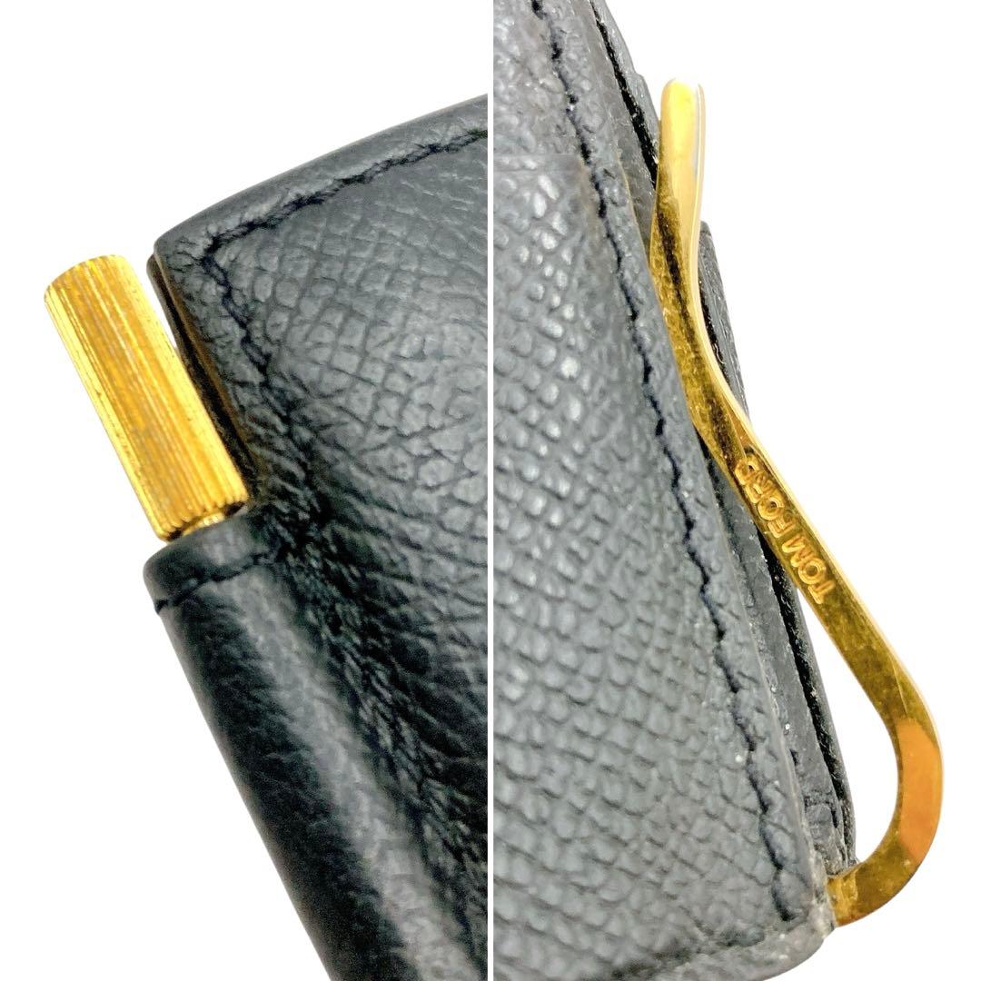 美品✨トムフォード　マネークリップ　カードケース　サフィアーノ　レザー　ブラック