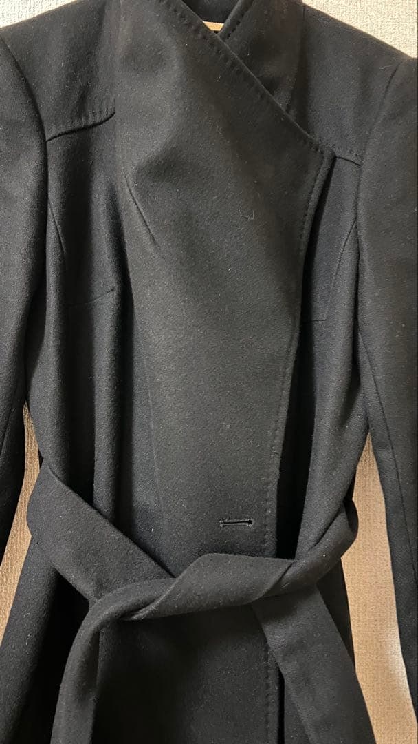 TED BAKER ウール ラップ コート スタンドカラー ロング ベルト　黒