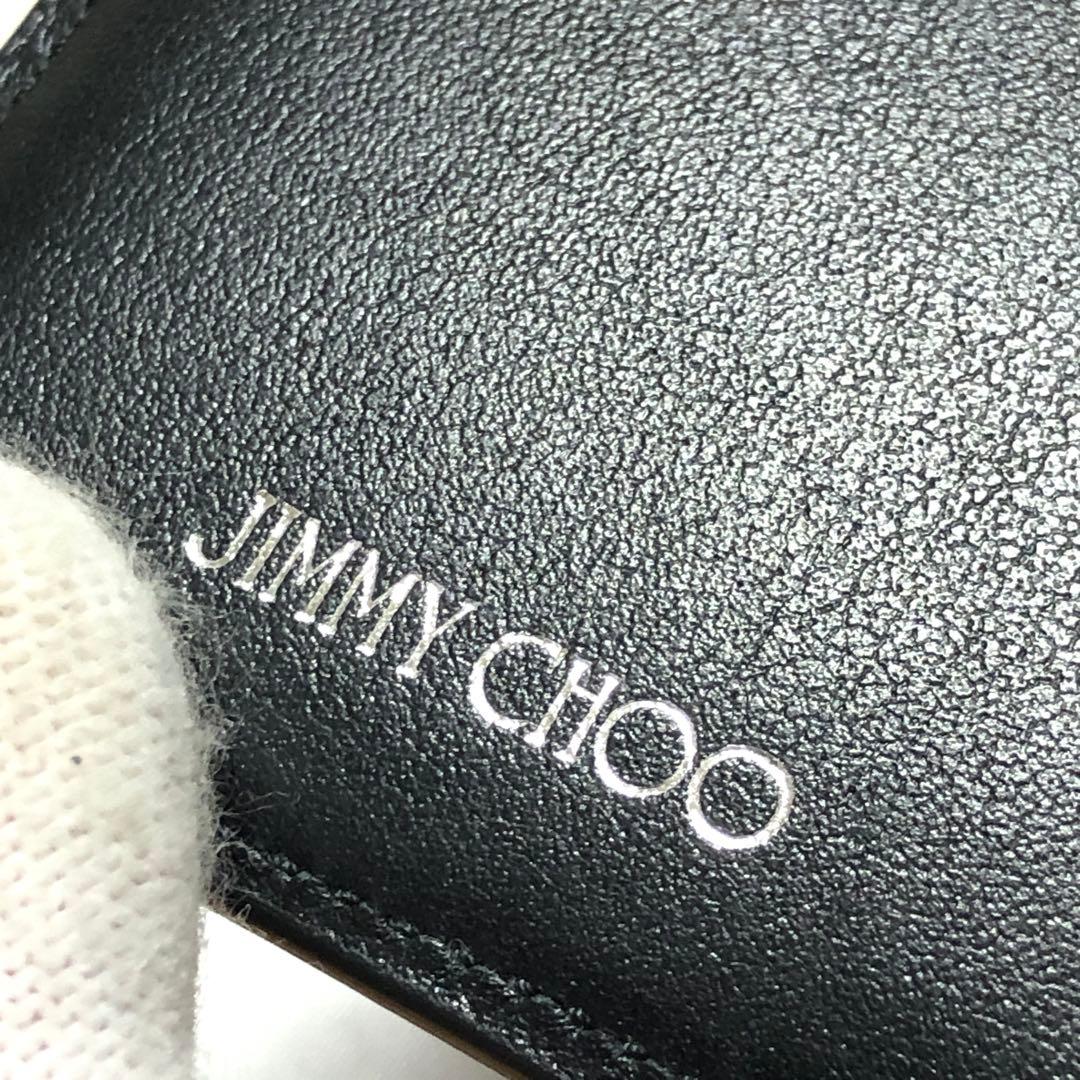 ほぼ未使用　近年モデル✨　ジミーチュウ　二つ折り財布　スタースタッズ　レザー　黒