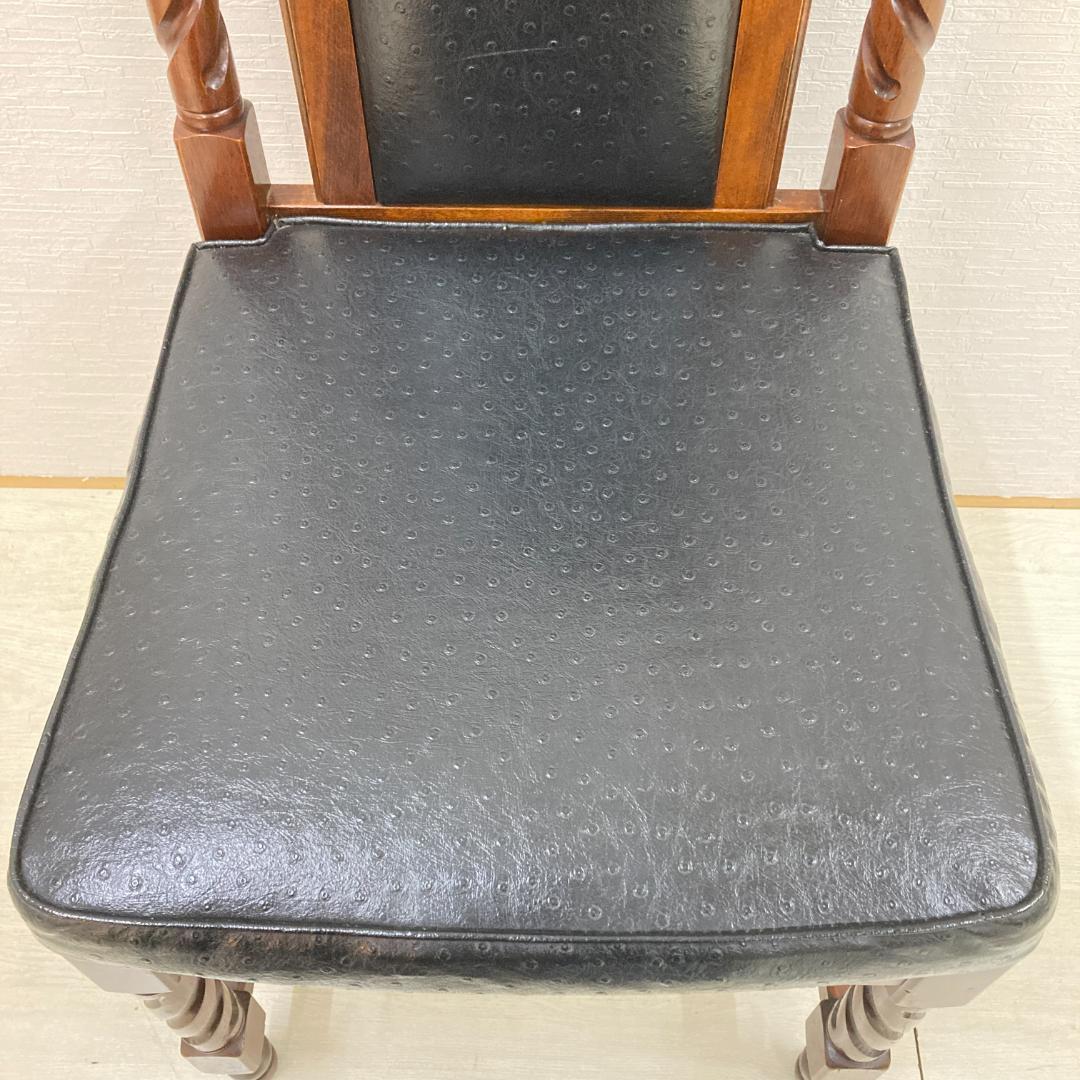 英国調　アンティーク調　ツイスト　ハイバックチェア　椅子　２脚セット　光製作所