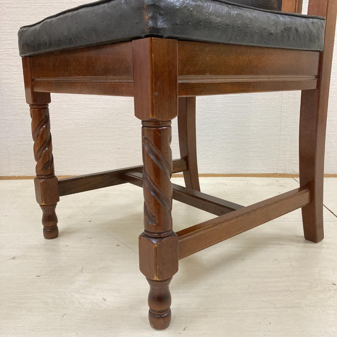 英国調　アンティーク調　ツイスト　ハイバックチェア　椅子　２脚セット　光製作所