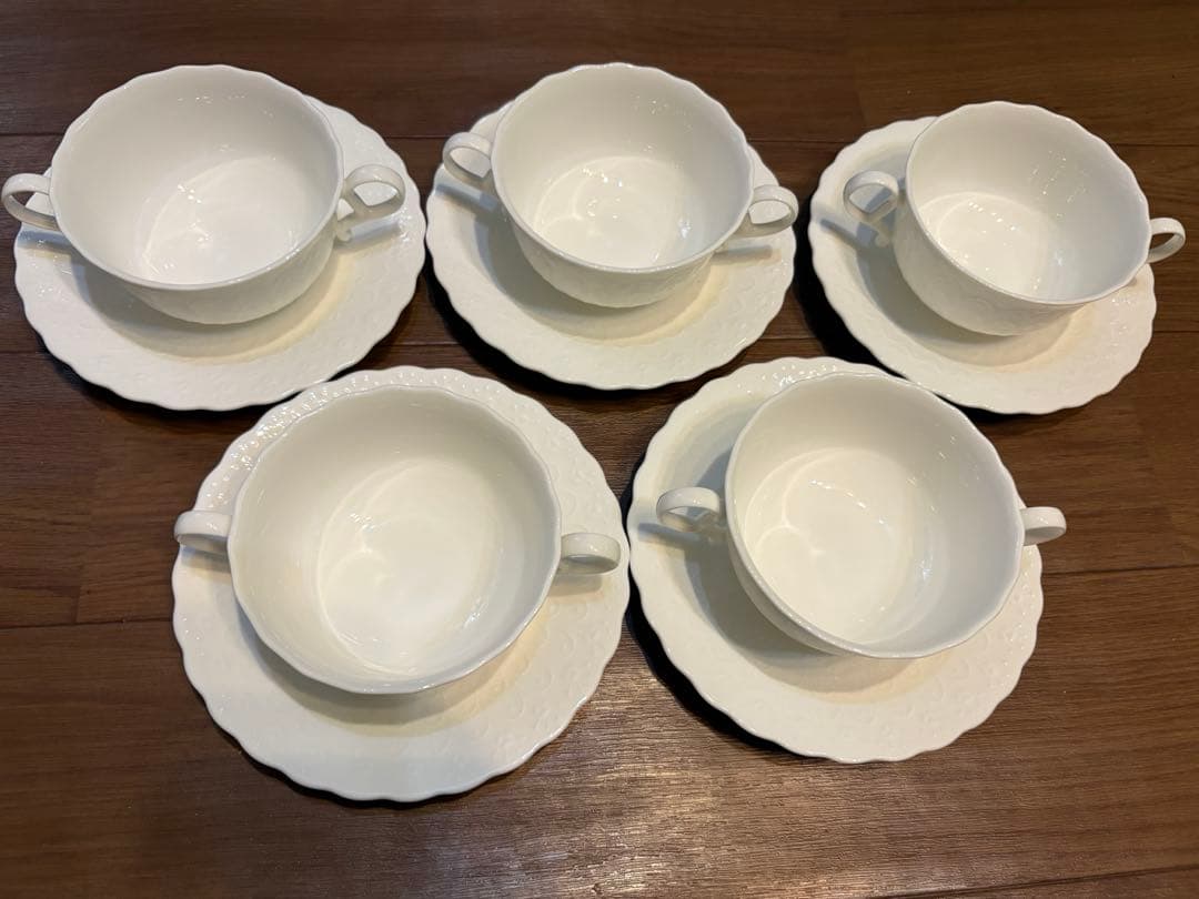 NARUMI(ナルミ) シルキーホワイト　スープカップ &ソーサー5客セット