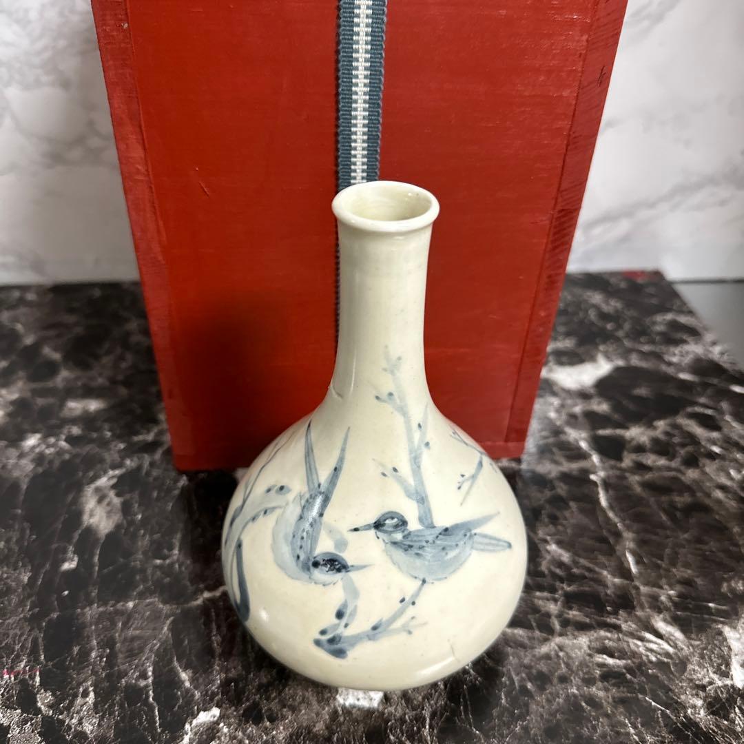 李朝、分院窯、花鳥図、完品！箱。