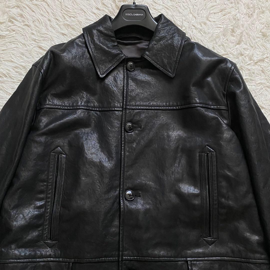 極美品■コモリ　22AW ラムレザー　羊革　ロングコート　黒　大きいサイズ