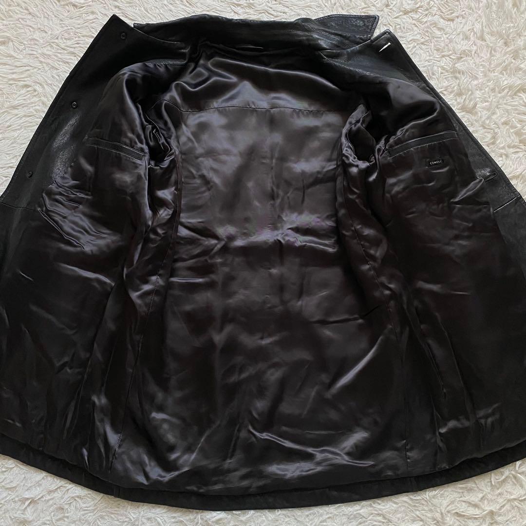 極美品■コモリ　22AW ラムレザー　羊革　ロングコート　黒　大きいサイズ