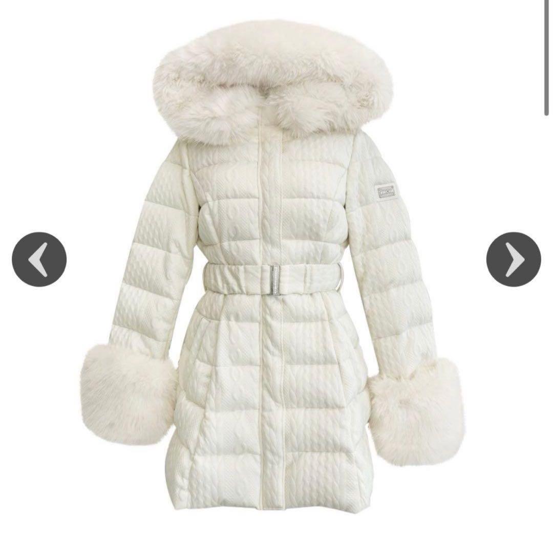 michell Macaron ケーブル柄ベルトダウンコート　アイボリー