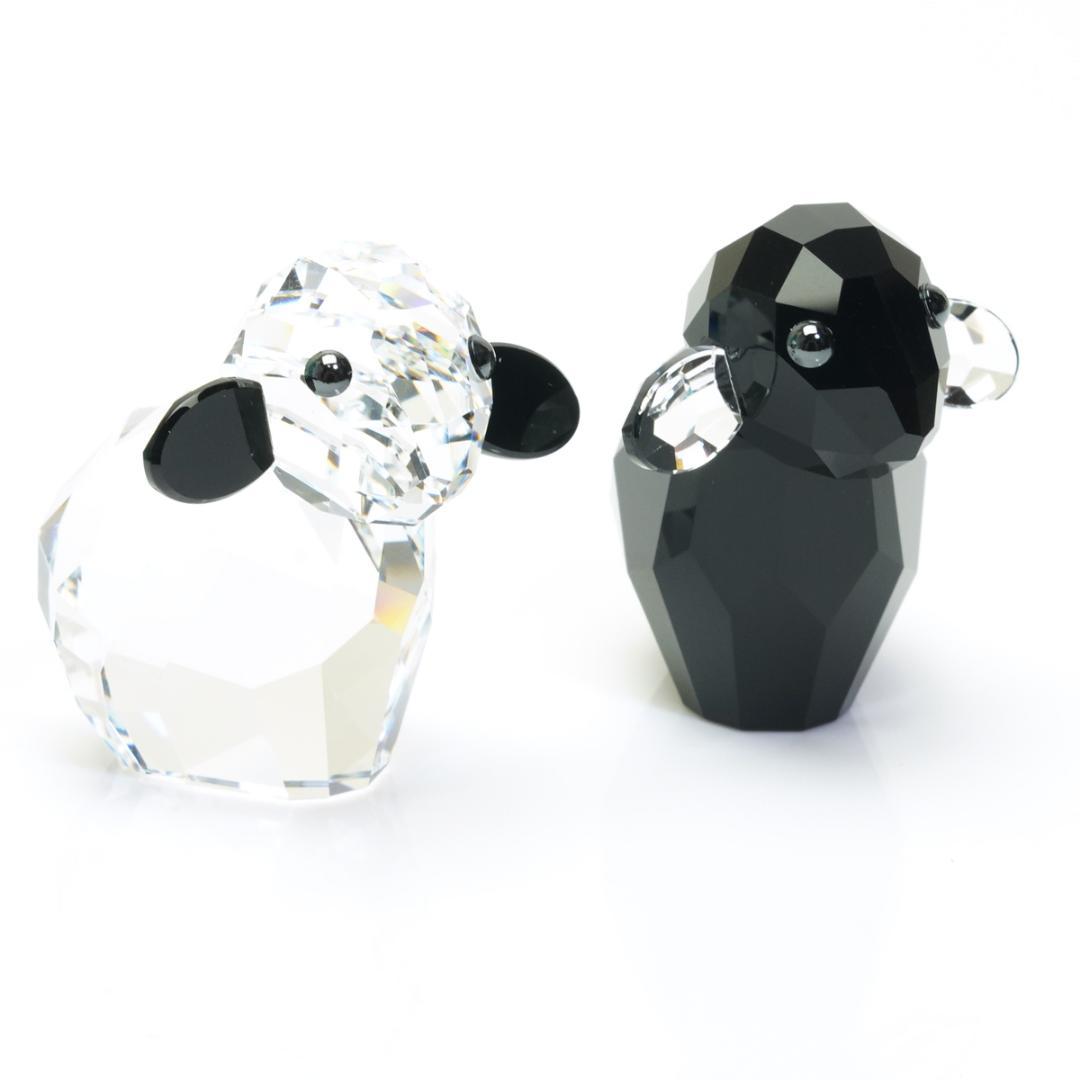 美品 スワロフスキー 羊 置物 ペア Pioneer Ebony & Ivory
