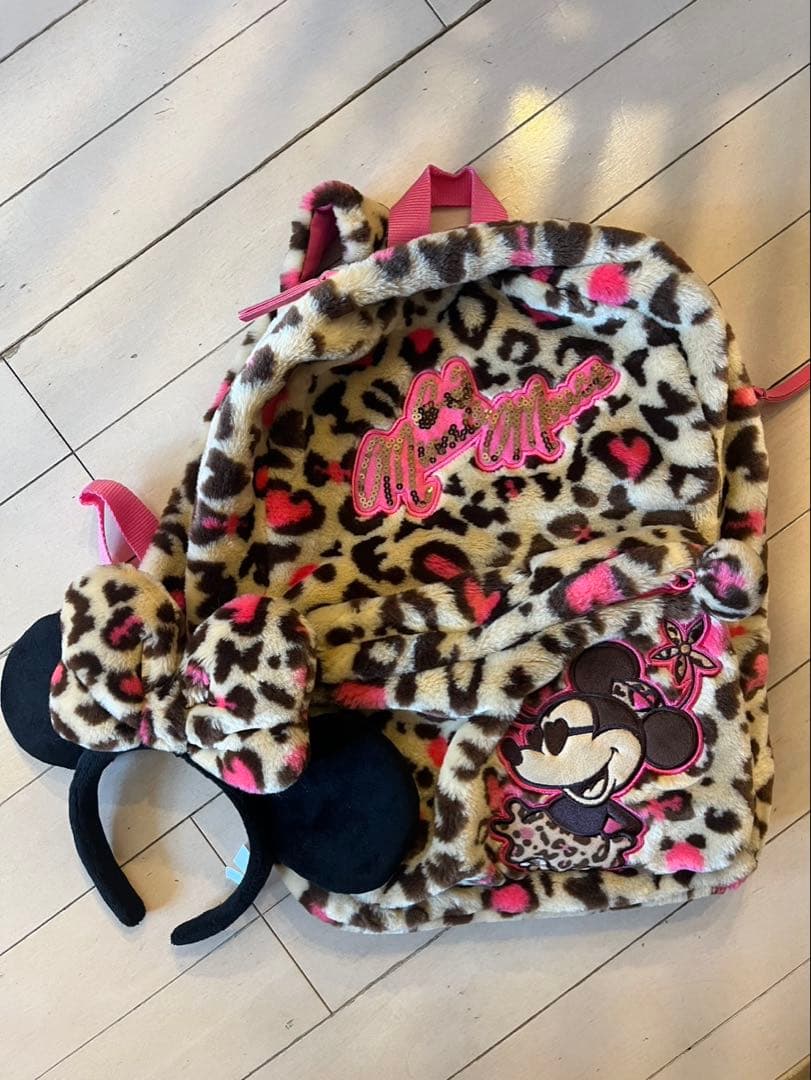 ミニー ヒョウ柄 リュック カチューシャ セット ピンク 希少