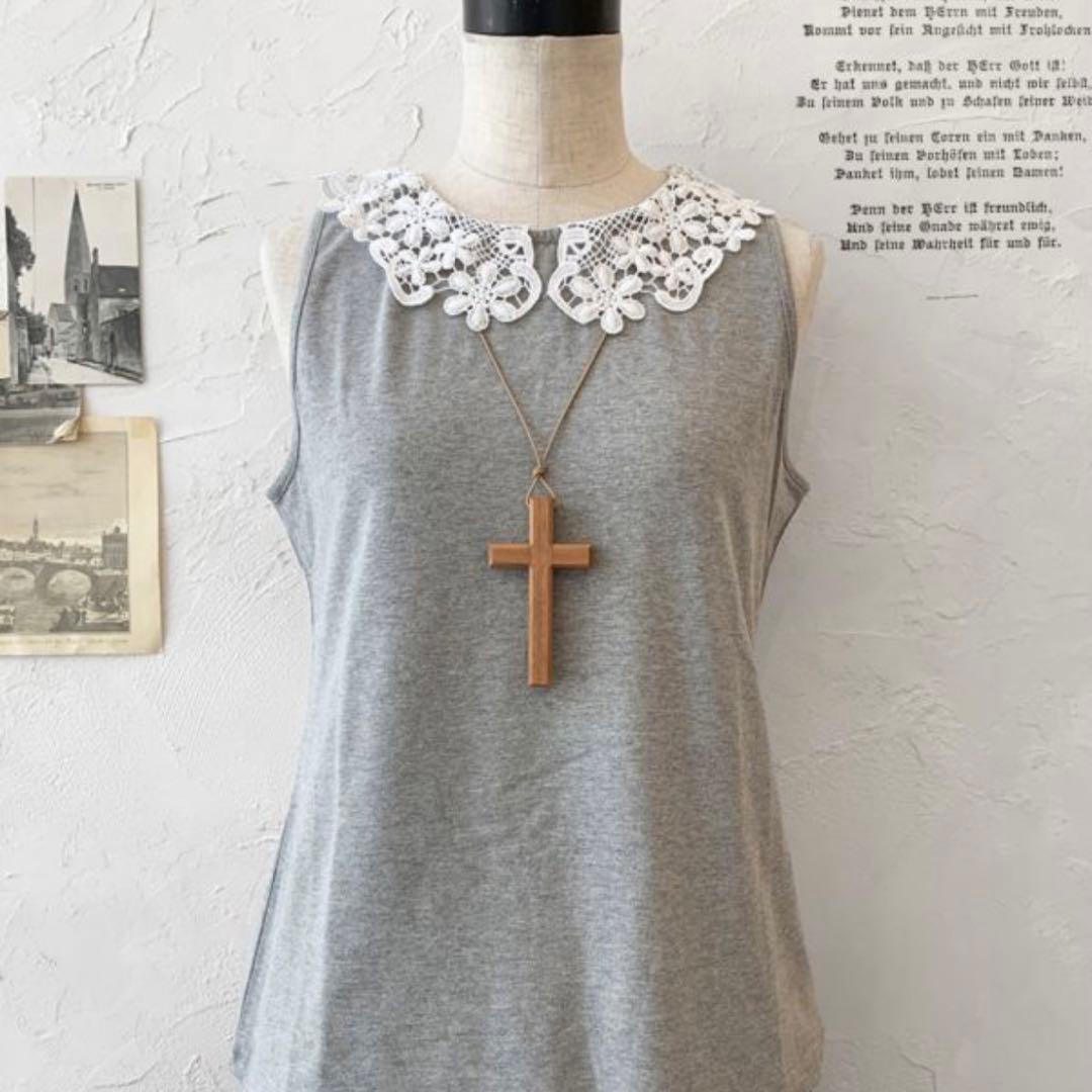 専用　レース襟のタンクトップ.作家様カゴバッグ2点