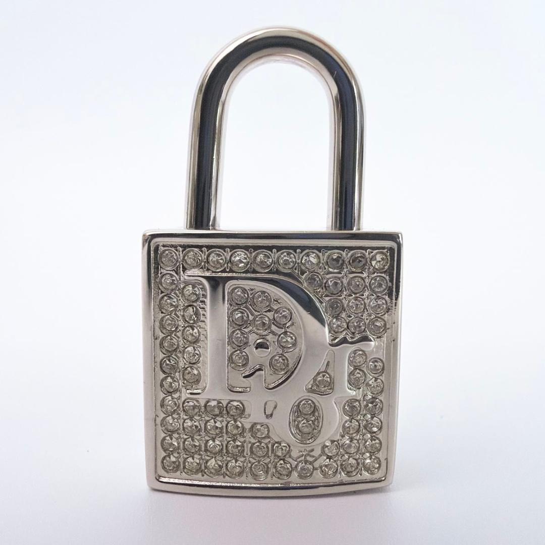 Dior ディオール ロック型キーホルダー 南京錠 ラインストーン シルバー