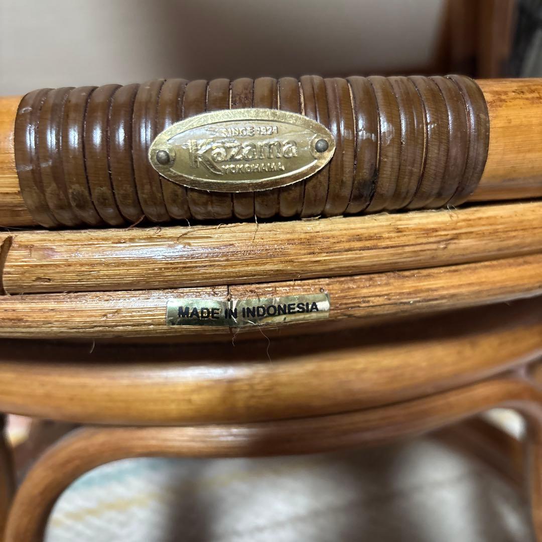 値下kazama 風間 yokohama中古 回転するアーム付籐の椅子ラタン椅子