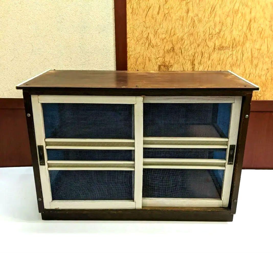 蠅張　水屋　昭和レトロ　ヴィンテージ　アンティーク　戸棚　キャビネット