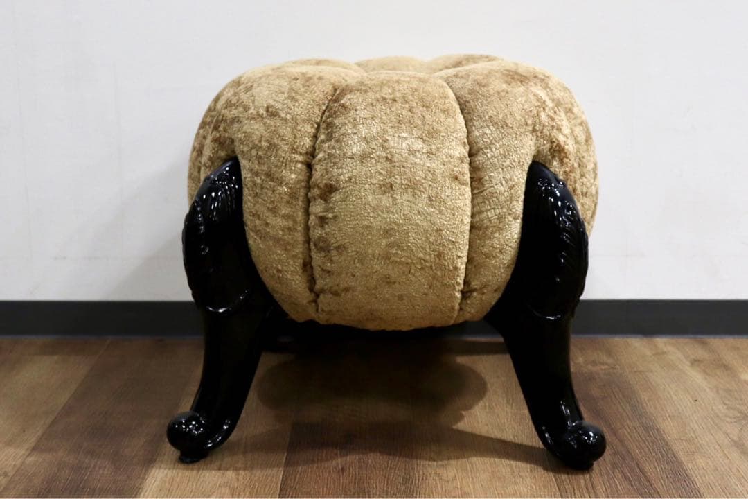 GMHH489E○パンプキンスツール アンティーク調 猫脚 ファブリ