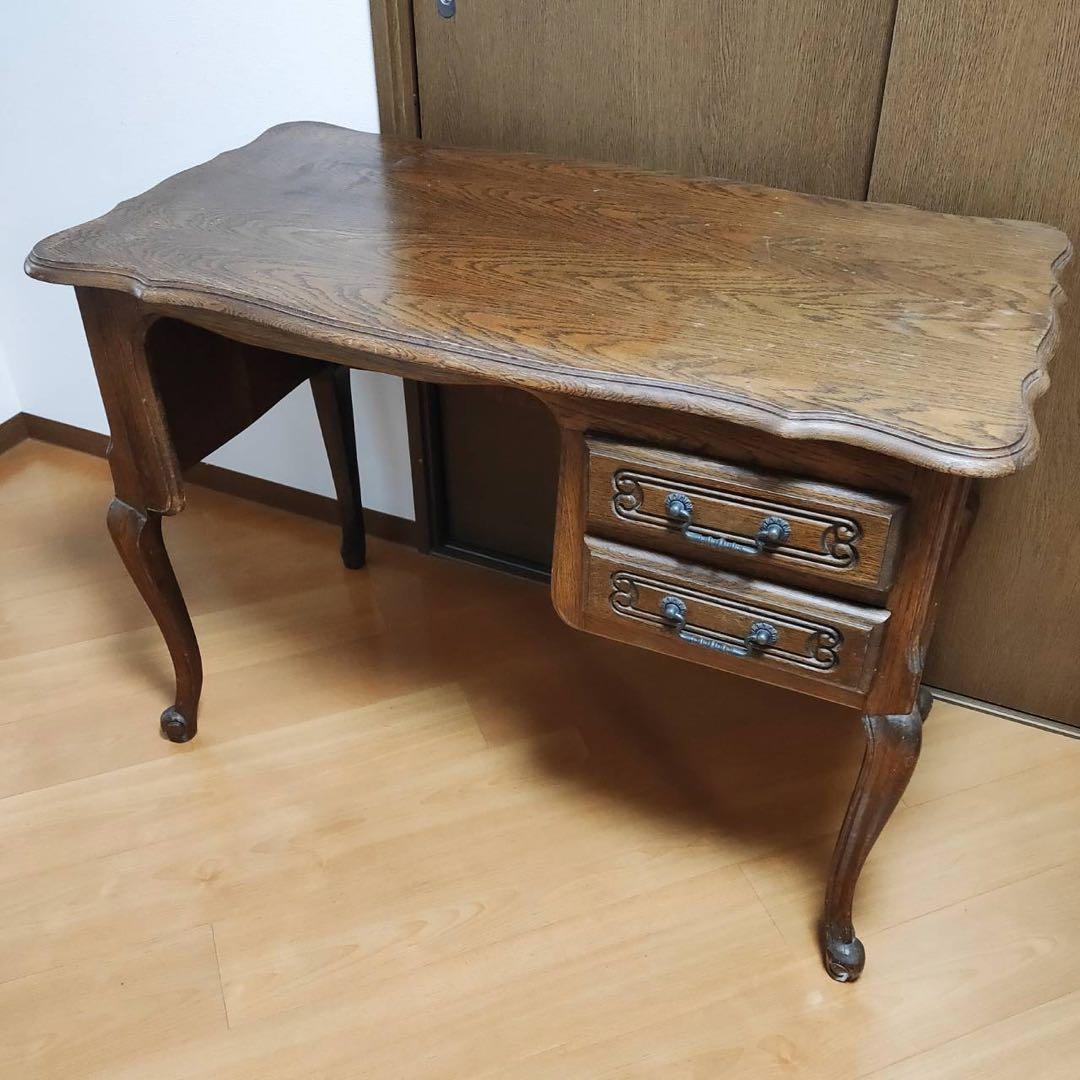 木製 アンティークデスク ヴィンテージ 机 海外輸入家具 東欧製 猫脚