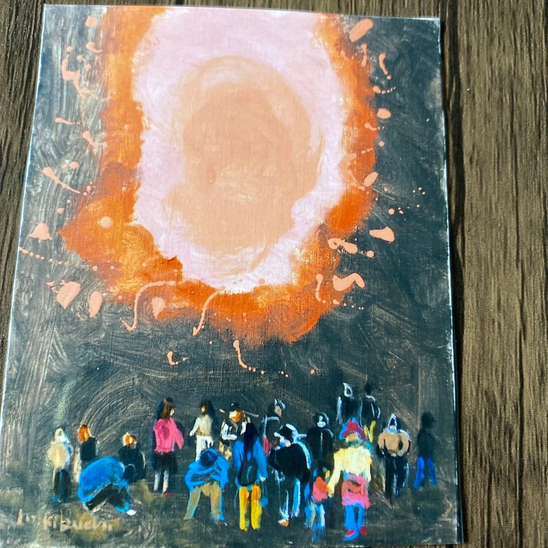 絵画　油絵　油彩画　菊地正則　F6号　「歪んだ太陽」額付き　美品　サイン　アート