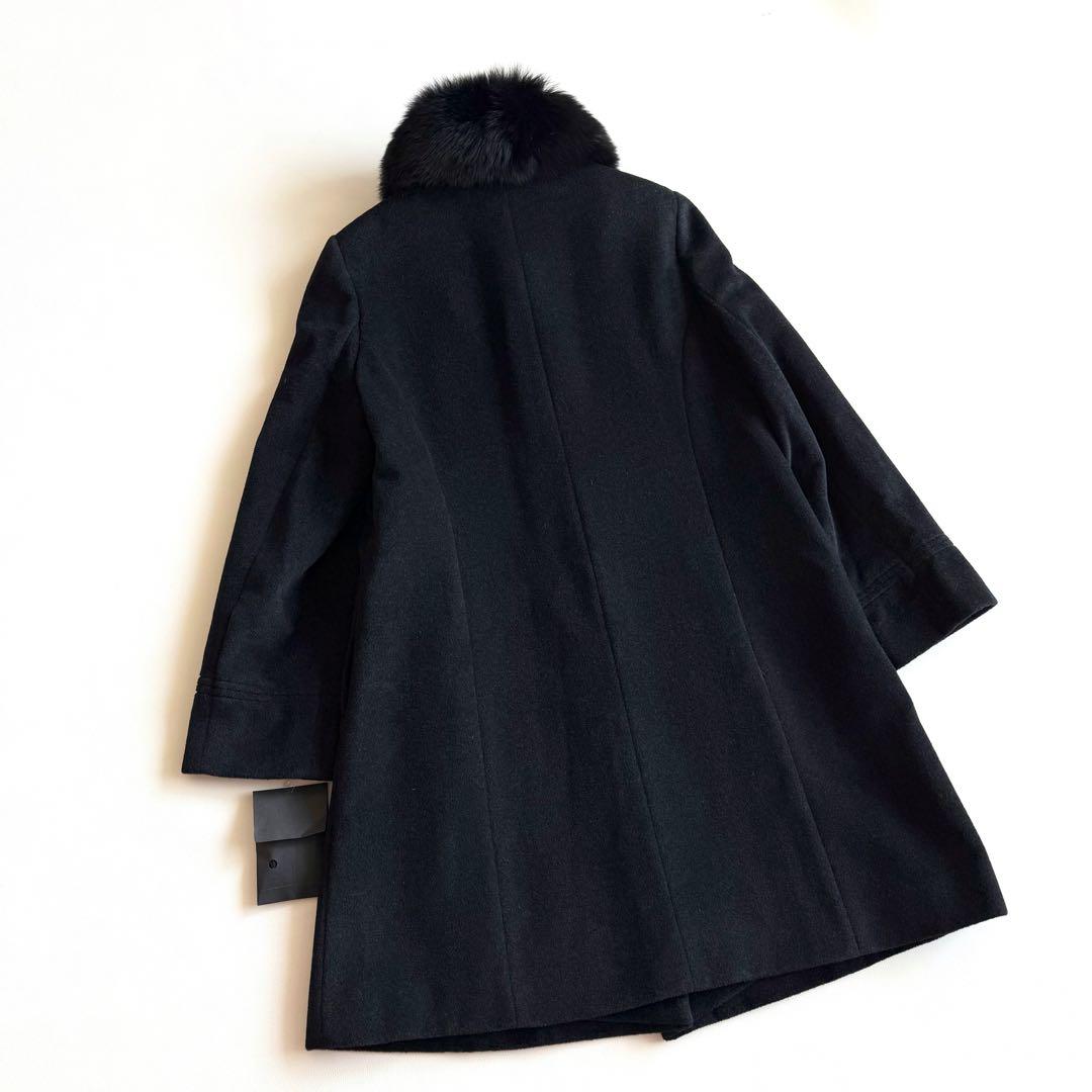 ◆美品◆ アンゴラ混 ウール シルク コート ブルーフォックスファー ブラック