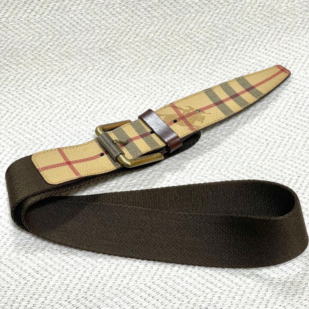 美品 BURBERRY バーバリー イタリア製 ベルト ノバチェック ナイロン